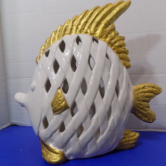 NEW Fish Statue Figurine Coastal Home Decor Ceramic - Picture 4 of 6